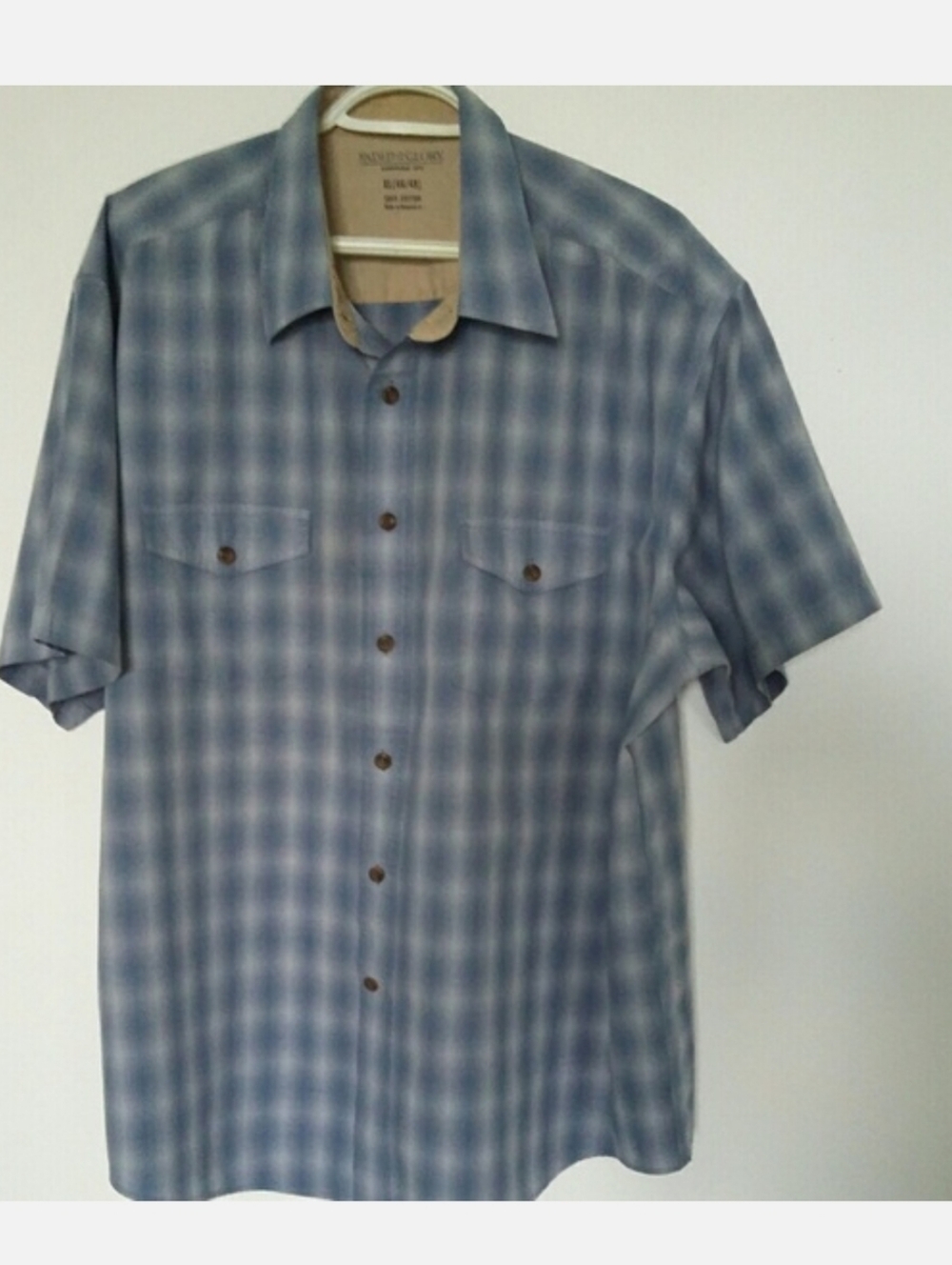Shirt Blue plaid check size XL short sleeves